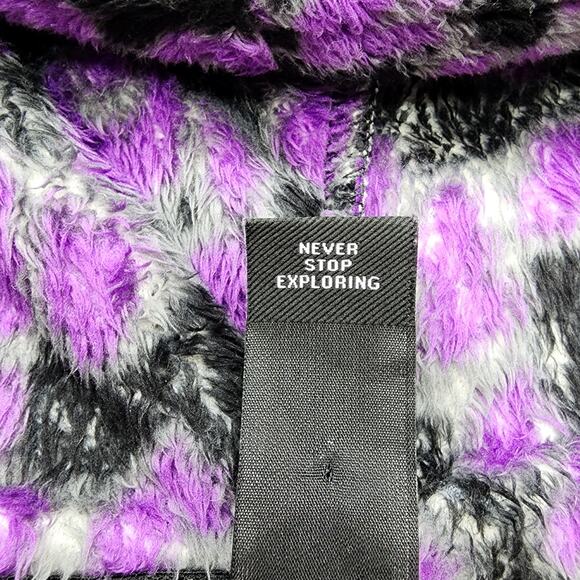 The North Face Hoodie Womens XL Purple Leopard Print Osito 1/4 Zip Pullover Boxy - Picture 6 of 9